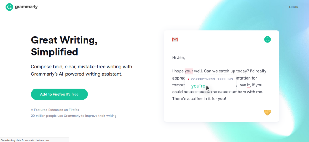 grammarly spelling errors and plagiarism checker homepage