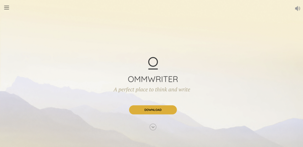 best tools for writers - ommwriter homepage screenshot