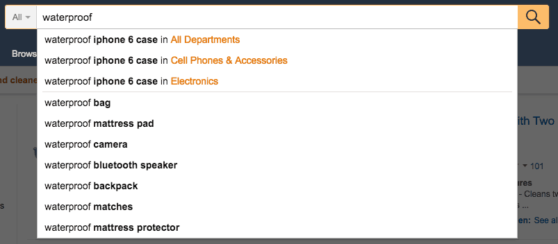 Amazon suggested searches