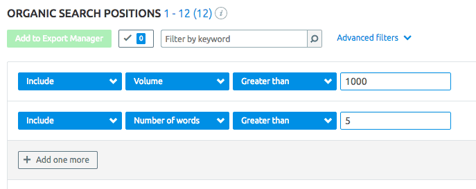 Long Tail keywords with SEMRUsh