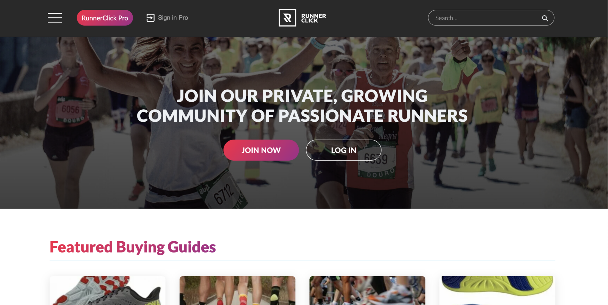RUNNERCLICK homepage.
