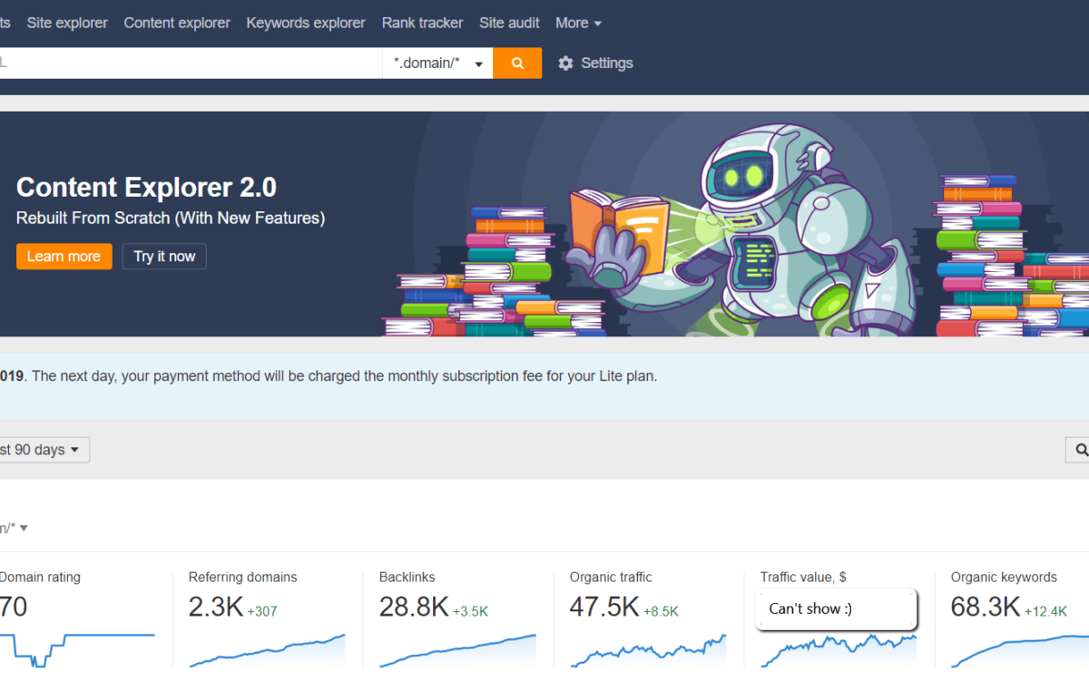 ahrefs dashboard