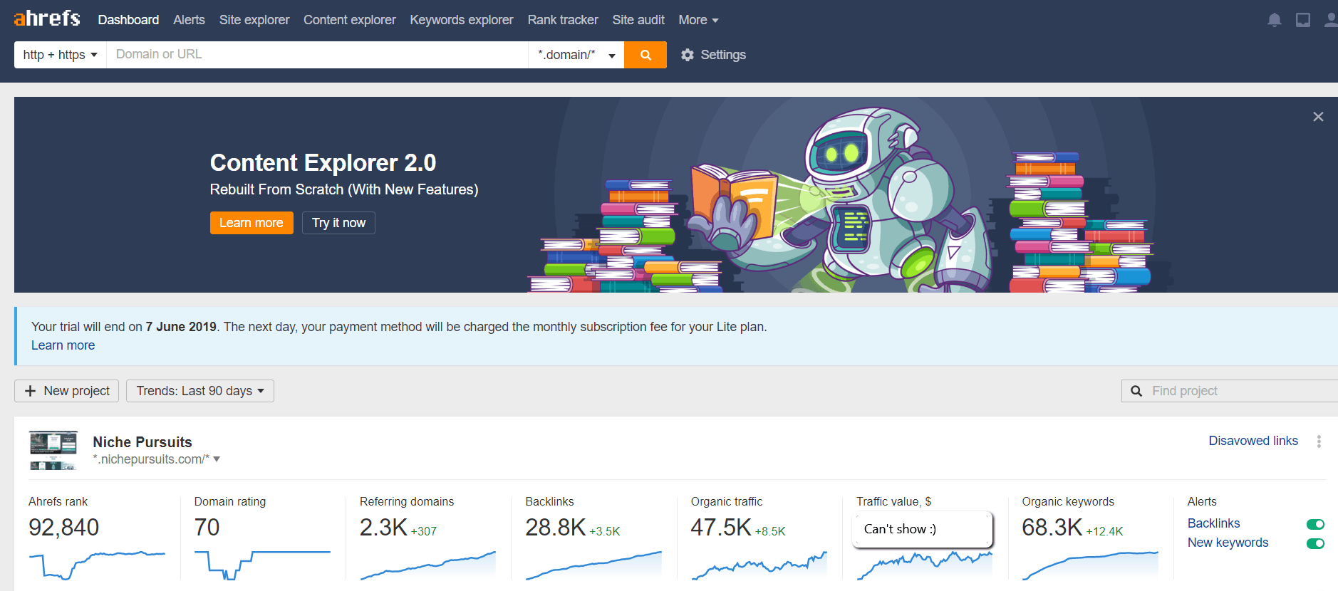 ahrefs dashboard