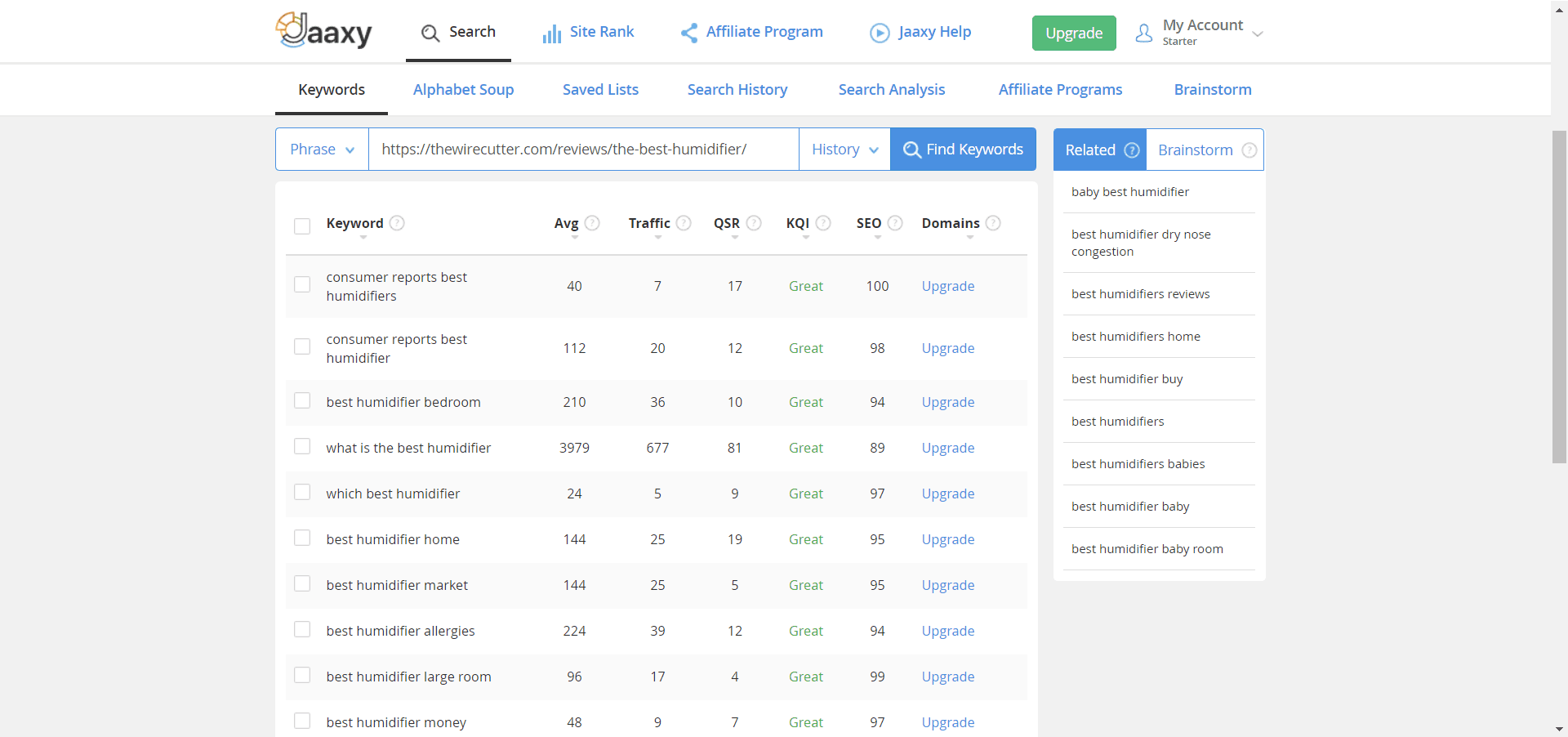 jaaxy competitor keywords