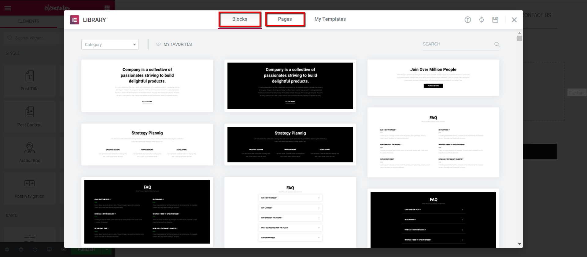 elementor templates