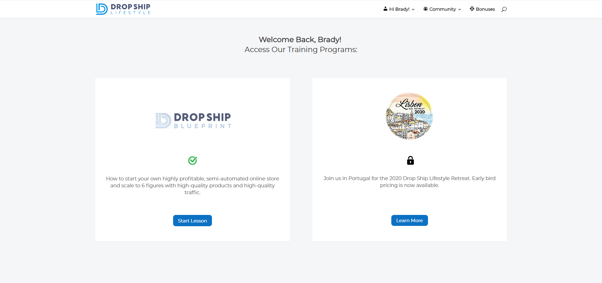 drop ship lifestyle home page