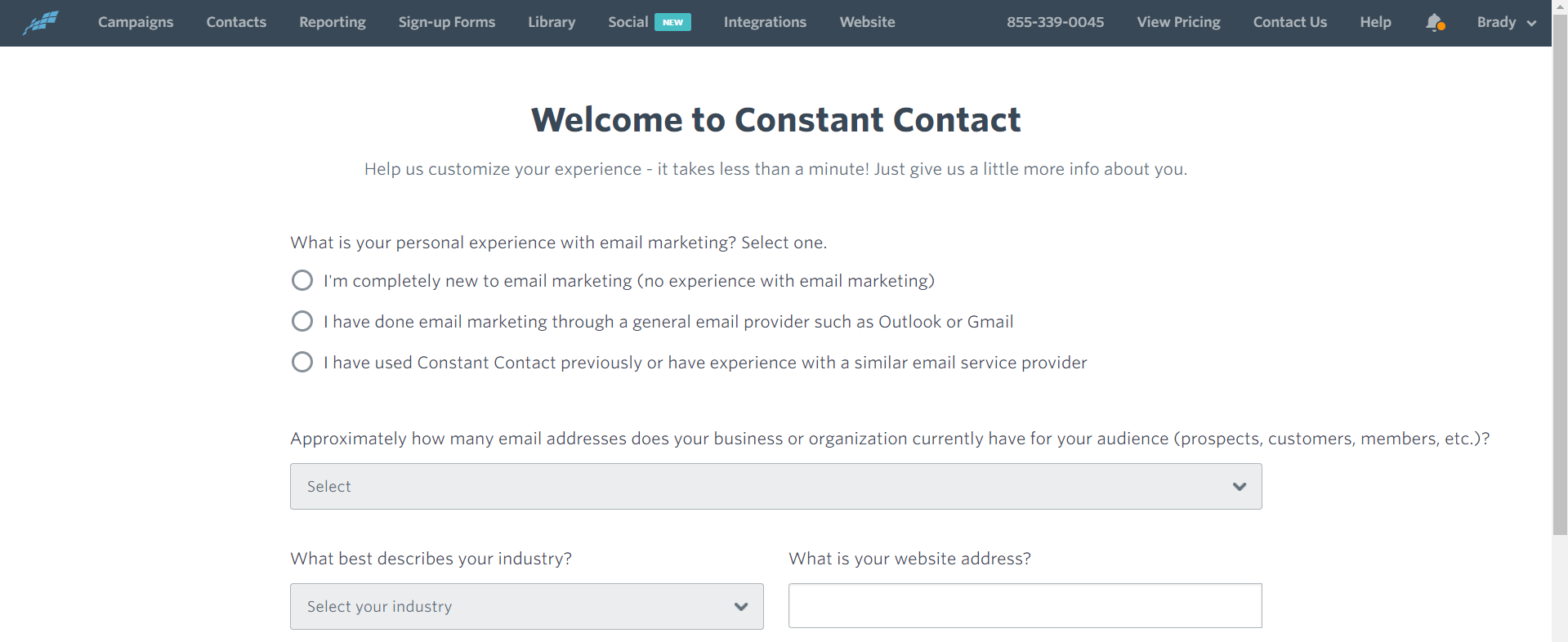 constant contact front page