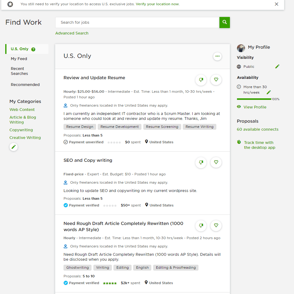 Upwork Job postings