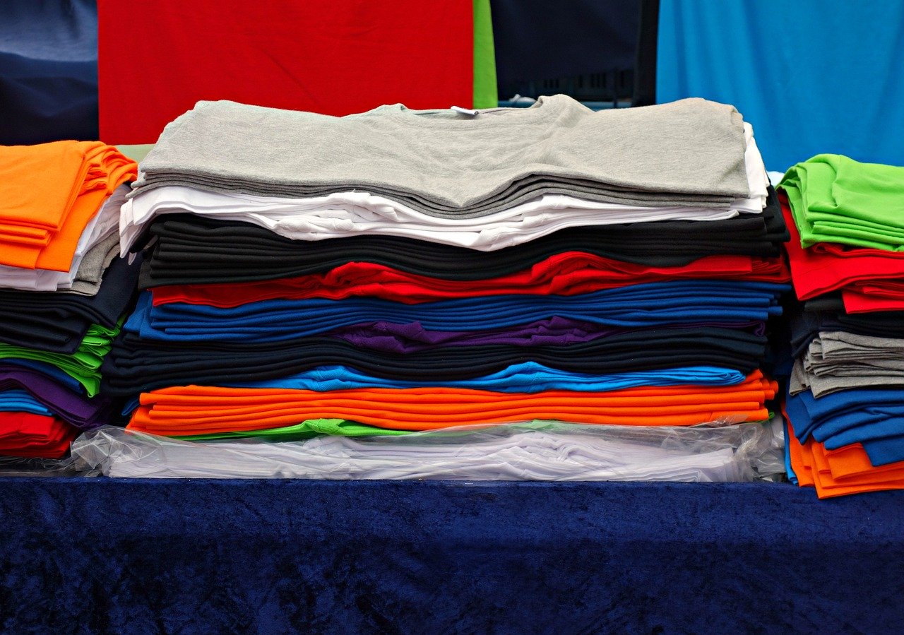 Pile of t shirts