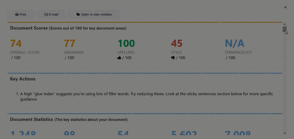 prowritingaid comprehensive style report