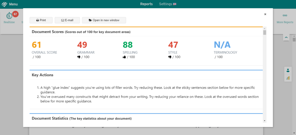 score prowritingaid pour le même article