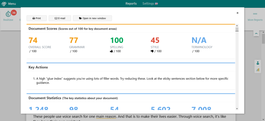 prowritingaid summary score