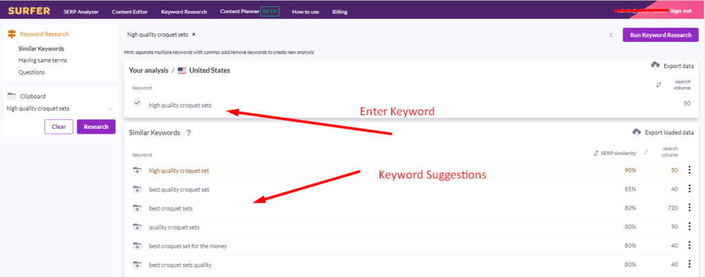 keyword selection process