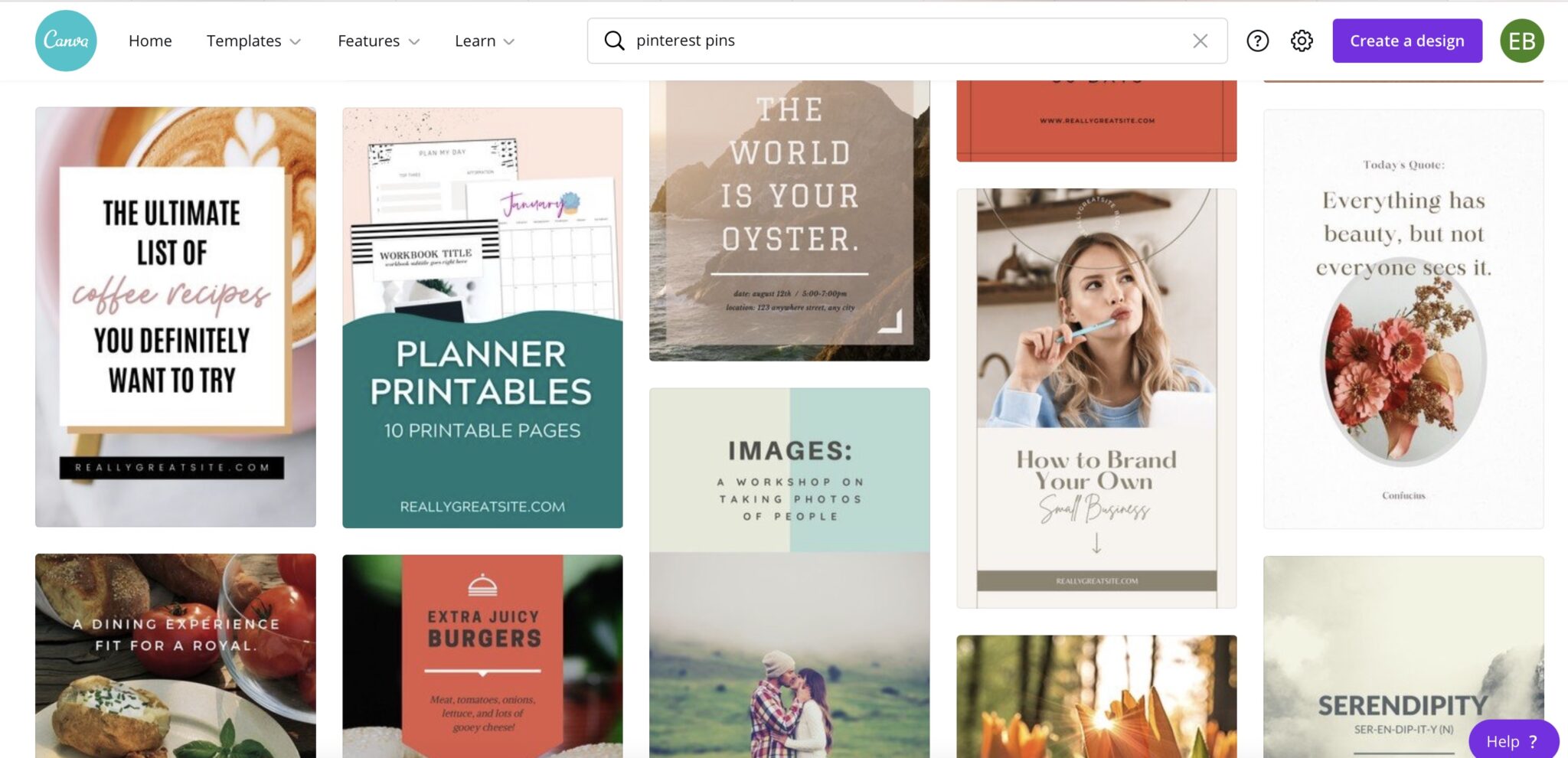 canva pour pinterest