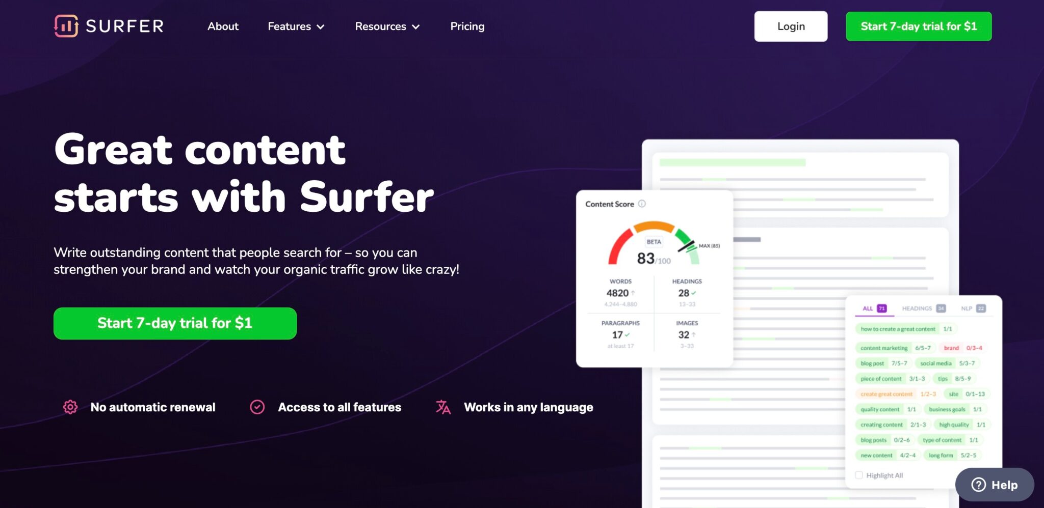 Surfer SEO content optimization tools