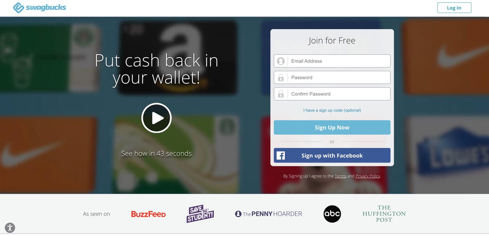 Swagbucks affiliate program screenshot