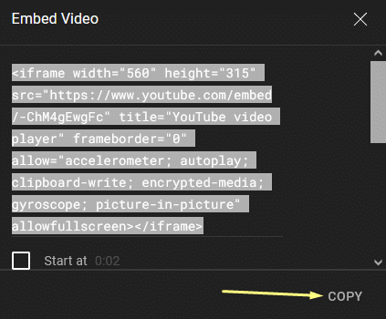 embed youtube code