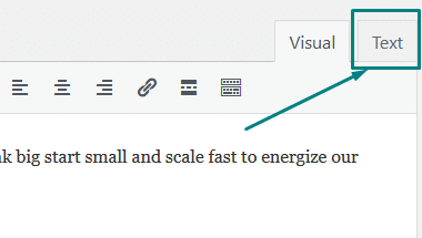 click text tab in editor mode