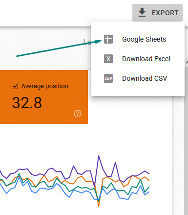 google search console exported button