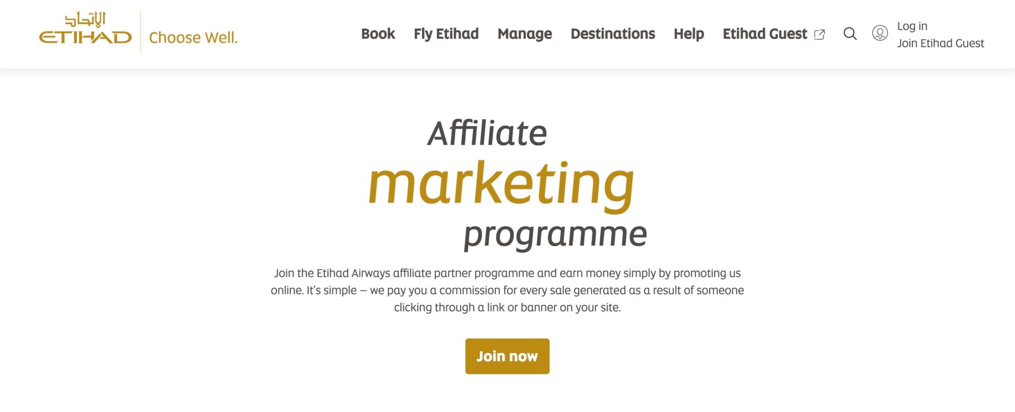 Best airline affiliate program Etihad