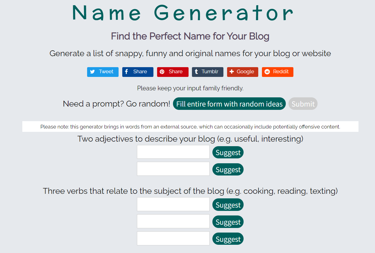 blog name generator