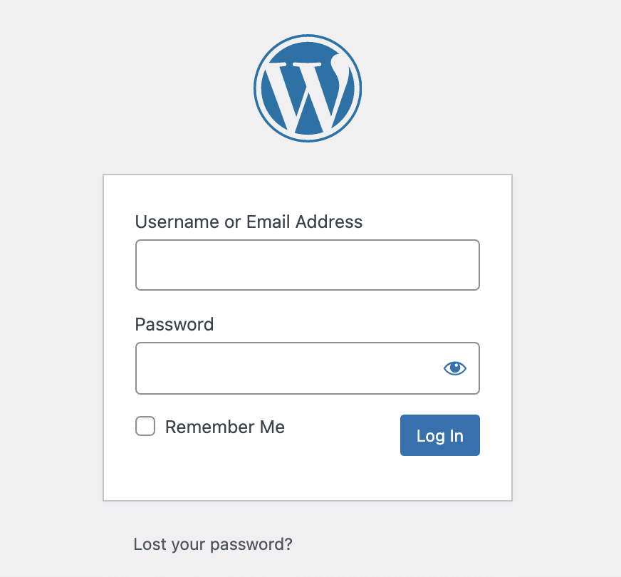 WordPress Log In Page Screen