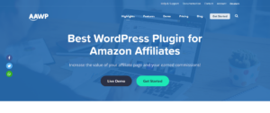 Screenshot of the Amazon Affiliate WordPress Plugin website homepage.