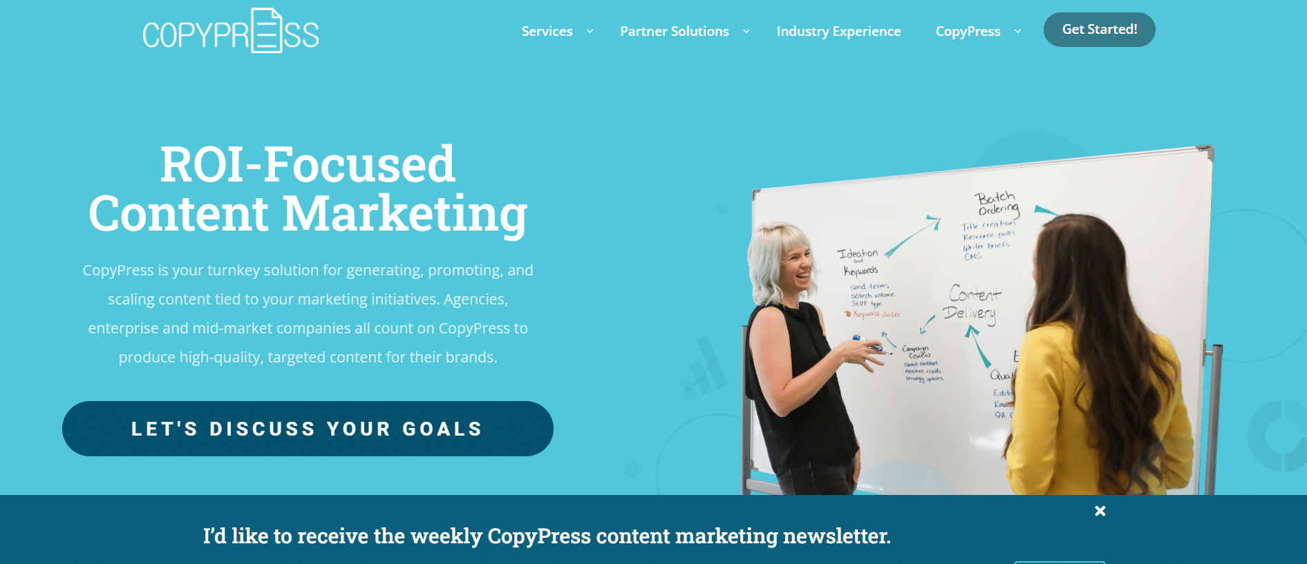 Screenshot of CopyPress homepage.