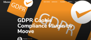 Screenshot of GDPR cookie compliance website homepage.