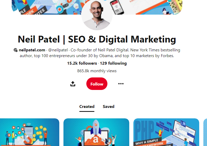 Neil Patel Pinterest Profile