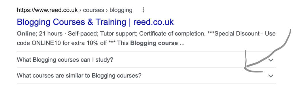 rich snippets in Google results