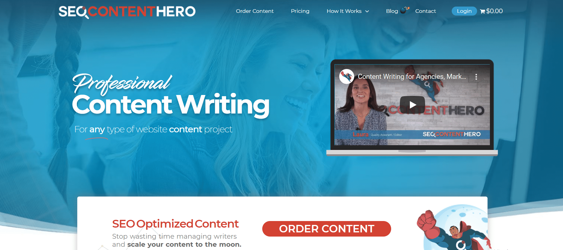 Screenshot of SEO Content Hero homepage.