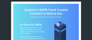 Screenshot of Surbma GDPR Cookie compliance website page.