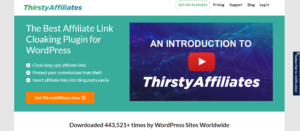 Screenshot of Thirsty Affiliates website homepage.