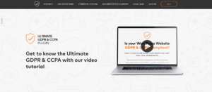 Screenshot for Ultimate GDPR & CCPA Plugin website homepage.