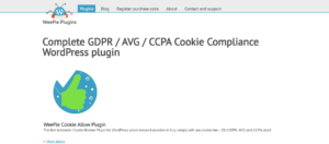 Screenshot of WeePie Plugins GDPR plugin web page.