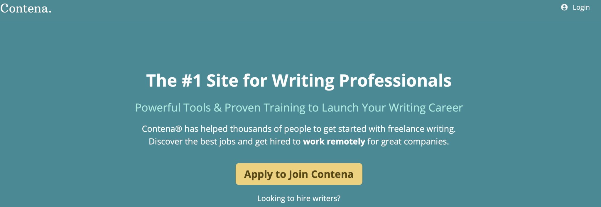 Contena homepage: online writing sites for freelancers