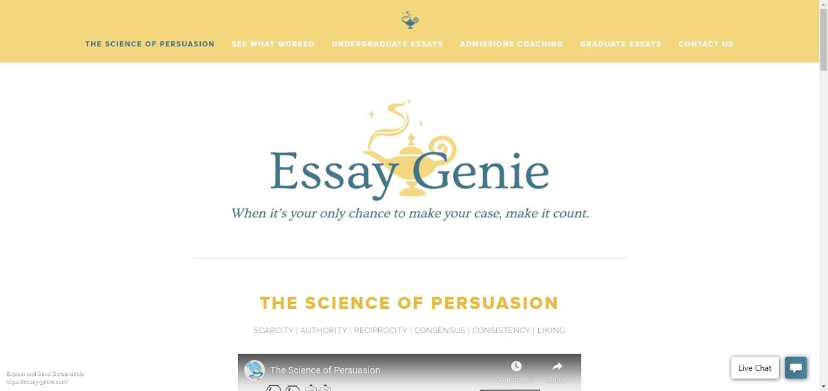 Essay Genie Landing page