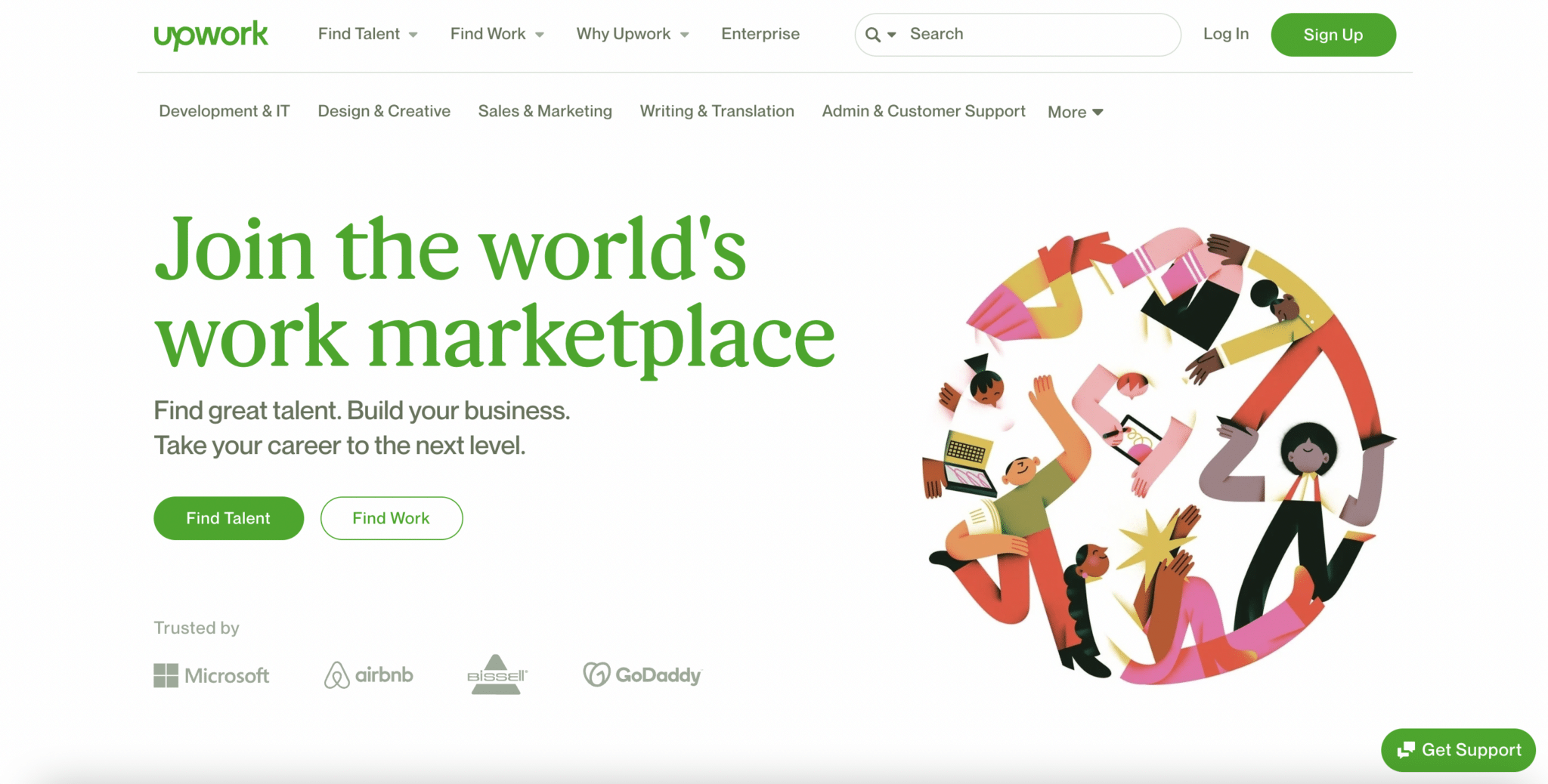 Upwork homepage - Freelance graphic designer websites