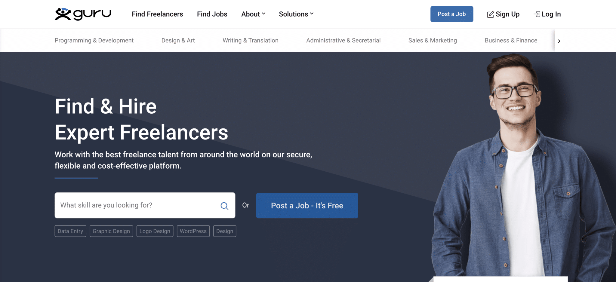 Guru screenshot: Website for Freelance Graphic Designers to Find Work