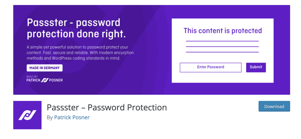 turn off search engine indexing by password protecting using passster (screenshot)