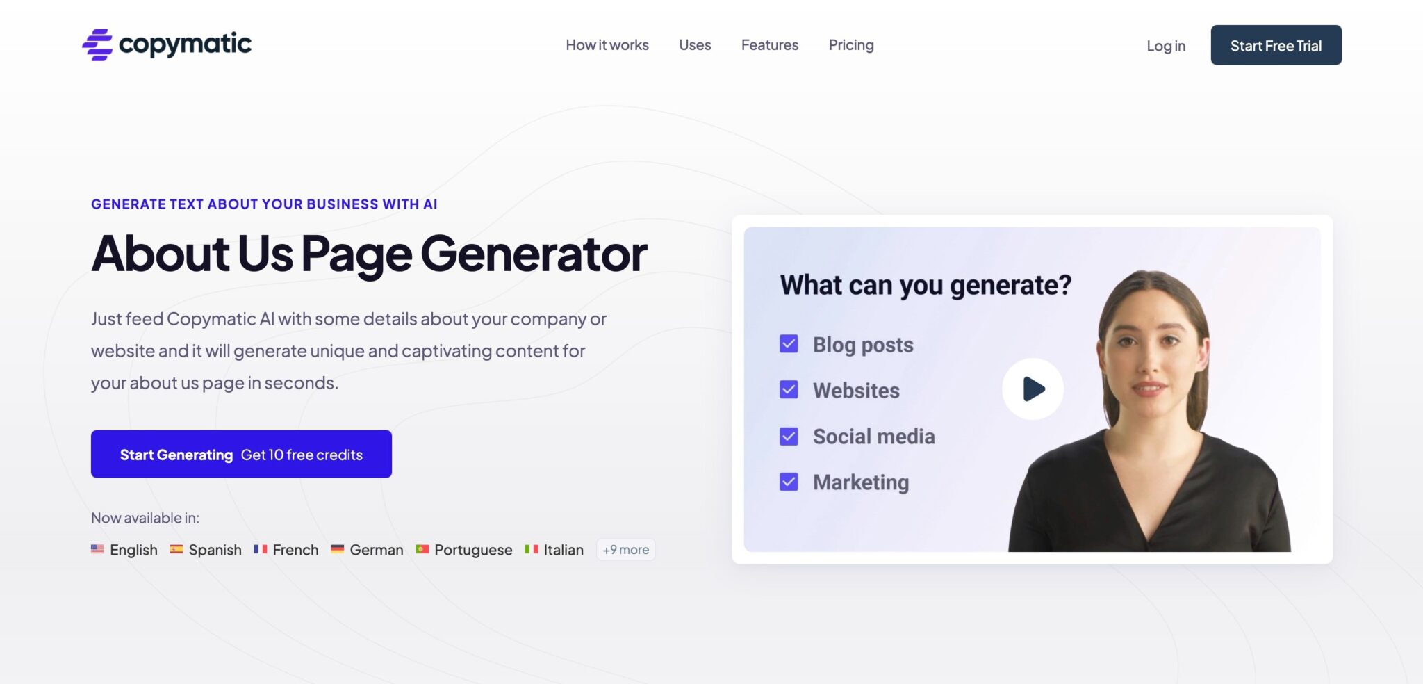 Copymatic About Us Page Generator