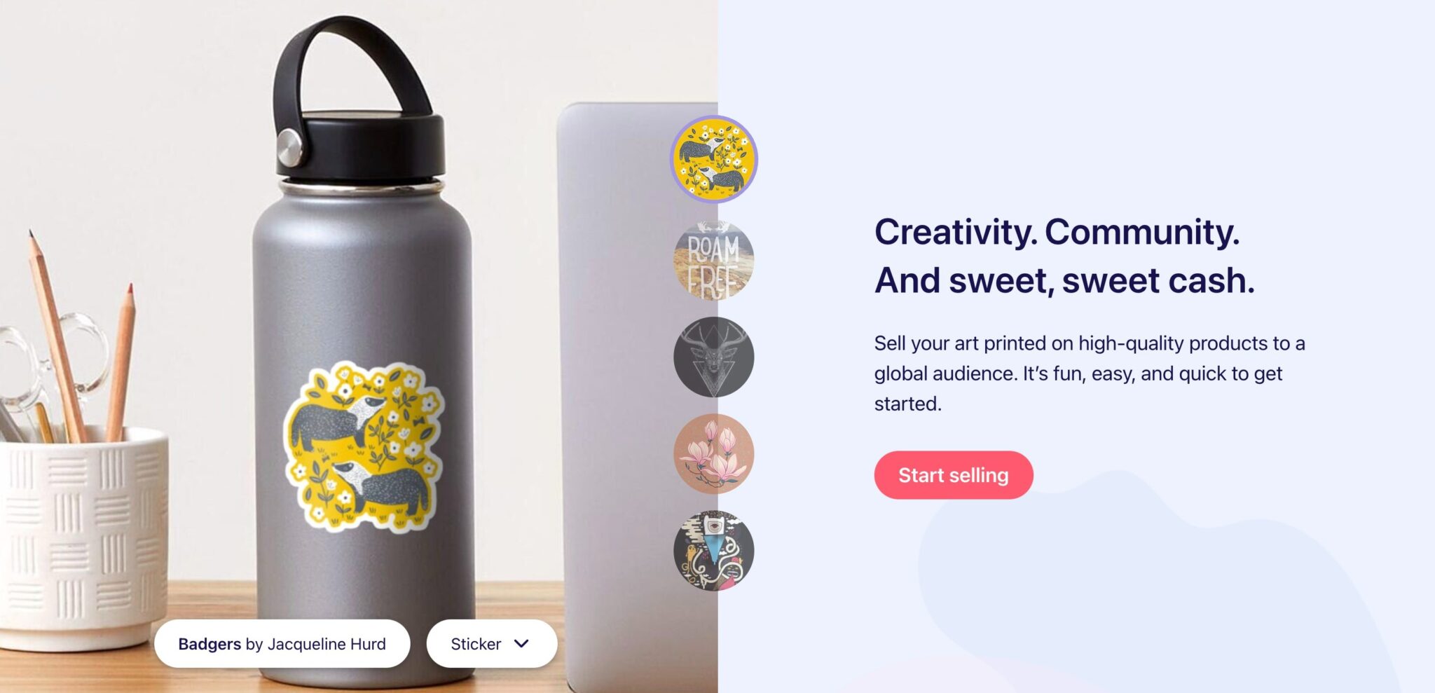 Redbubble Homepage: Low-cost business ideas with high profit