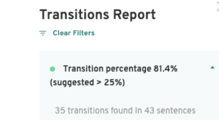 Writing Transition Report