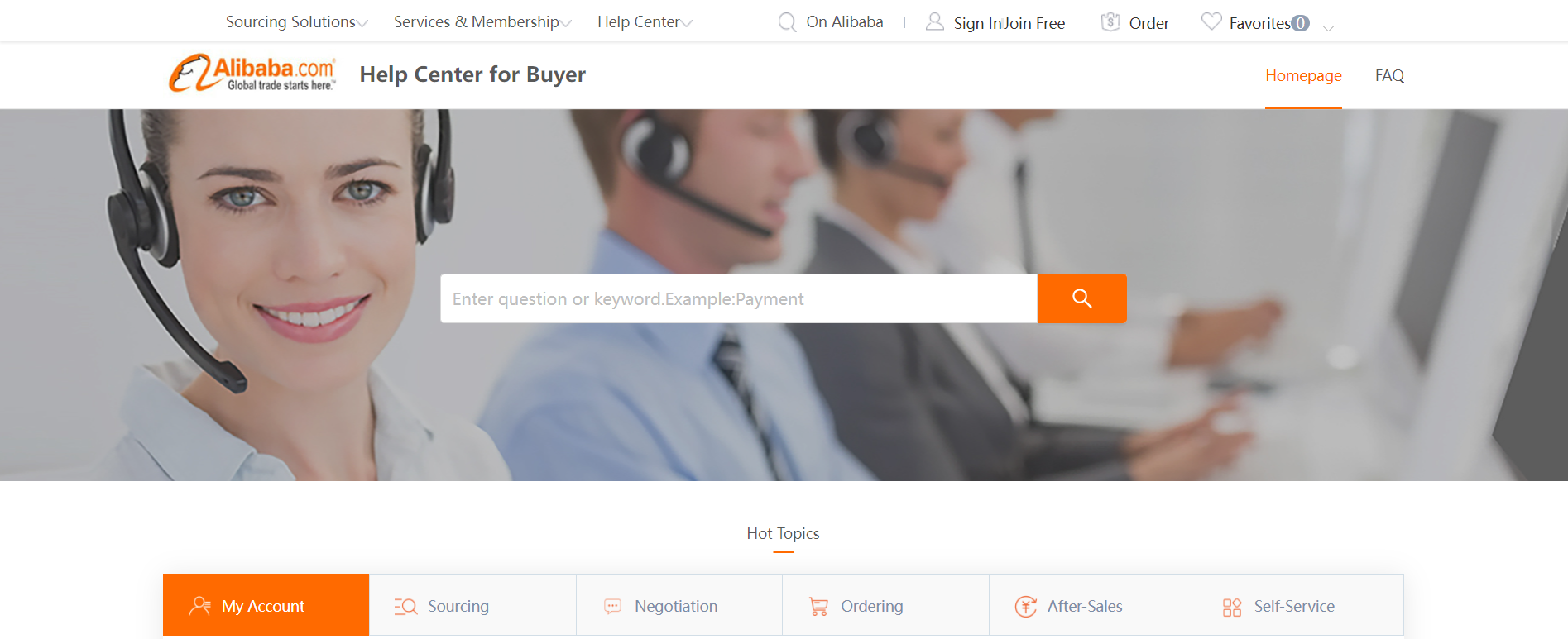 Screenshot of AliExpress customer service page.