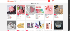 Screenshot of the AliExpress products page.