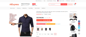 Screenshot of product from the AliExpress eCommerce platform.
