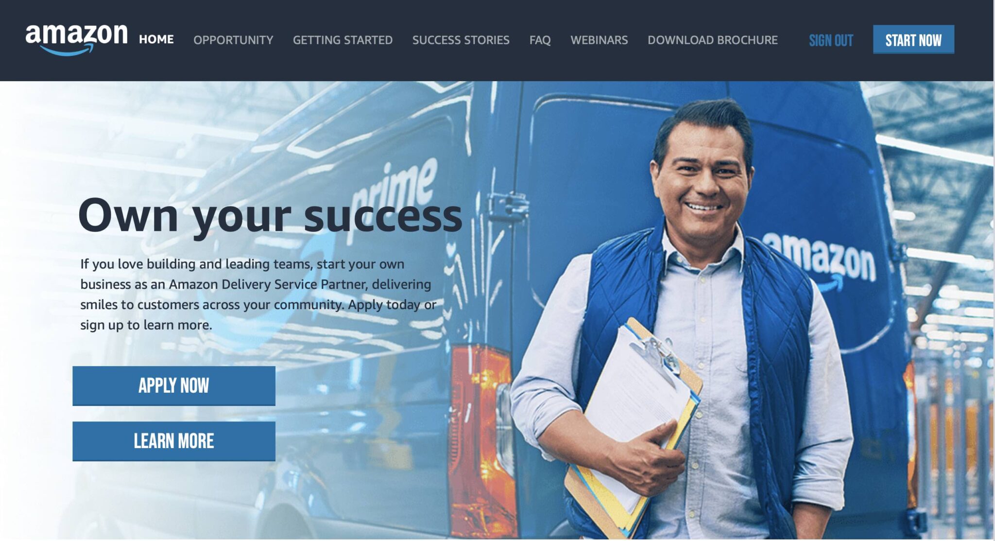 Amazon Delivery Business Opportunities Homepage