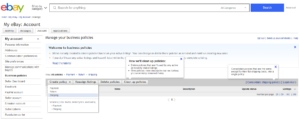Screenshot of the ebay business policy.