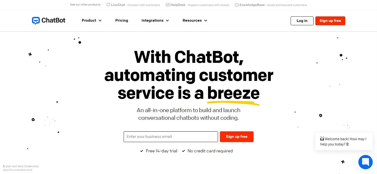 Chatbot landing page